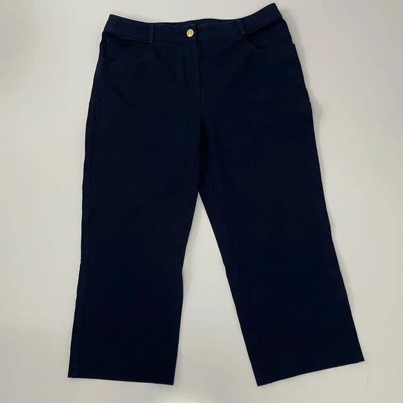 ST. JOHN Blue Cropped Leg Pants Size 10 - Picture 4 of 9